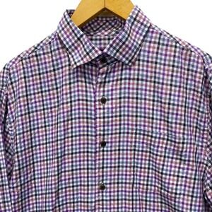 Johnnie-O Hamilton Plaid Button Up Mens Large Rose Purple Top Shelf JMWL6450
